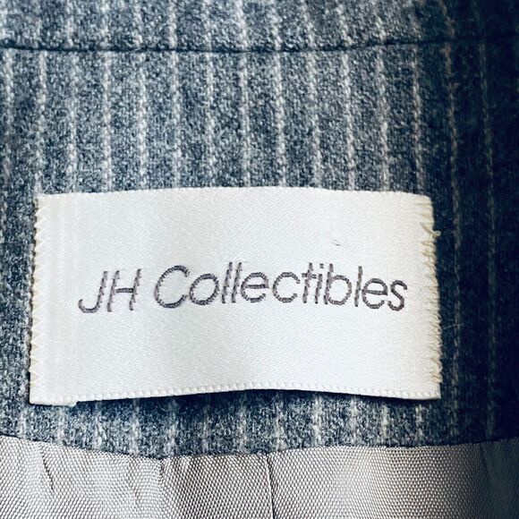 Vintage JH Collectibles Blazer 10/12 Gray Pinstripe Double Breasted Wool Blend - Picture 5 of 6